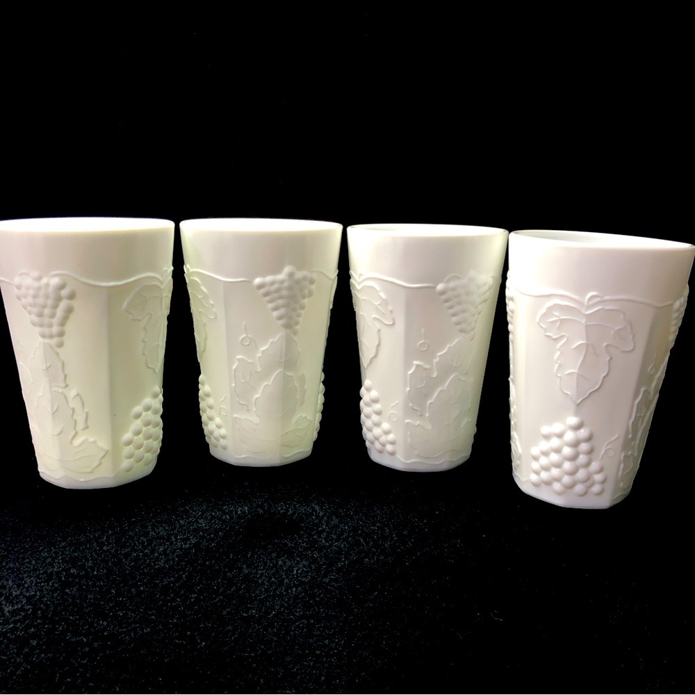 Colony Harvest Milk Glass Flat Juice Glasses- FOUR